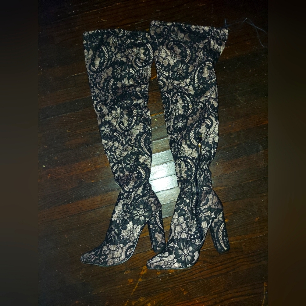 Tan lace Knee boots